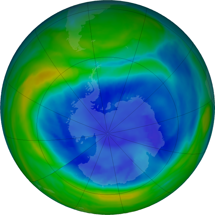 Antarctic ozone map for 30 August 2022